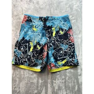 Speedo Mens Mesh Lined Swim Trunks Board Shorts Size XL Japanese Koi Fish Y2K